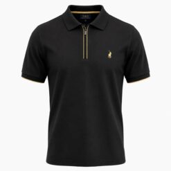 Polo Mercerized Zip Golfer Black