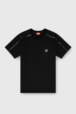 Diesel Leather Trim Tee Black